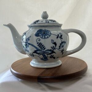 Blue Denube Classic Blue and White Floral Porcelain Teapot